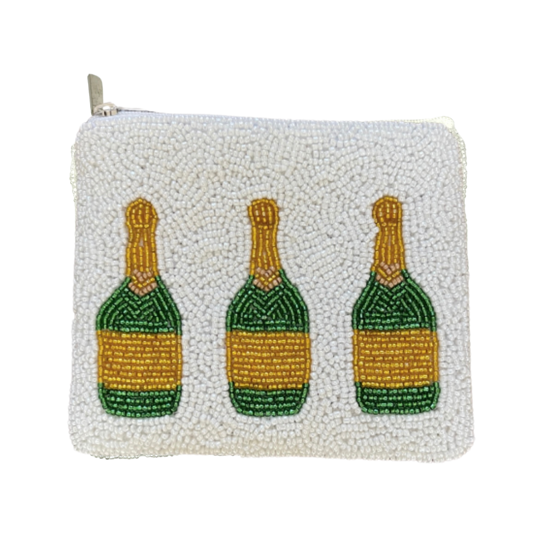 Champagne Bottles Beaded Green