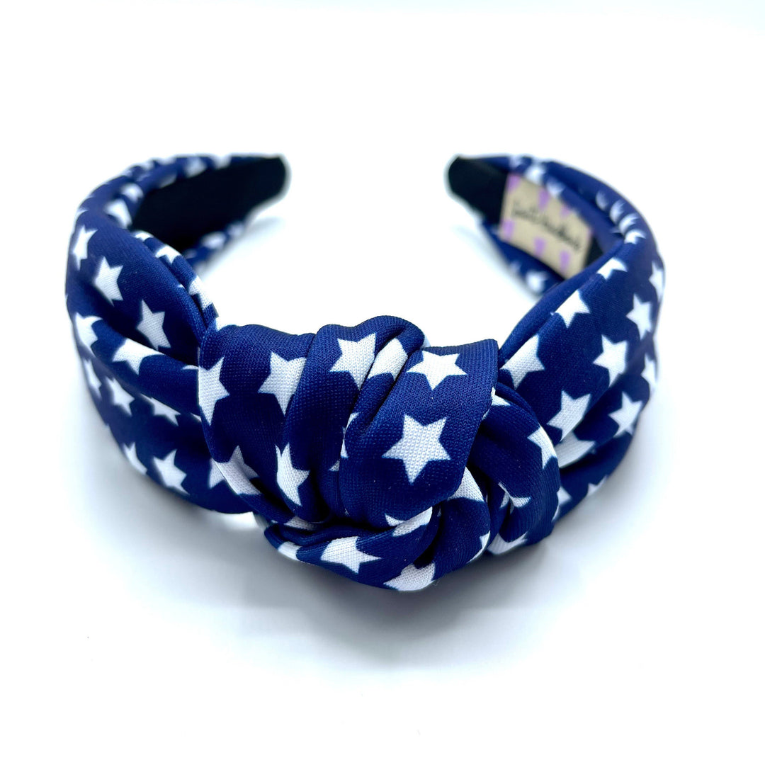 Royal Blue Star Print Knot Headband
