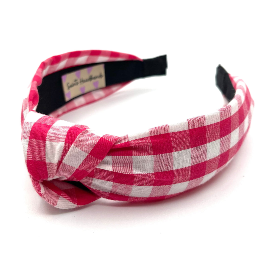 Red Checkered Knot Gingham Headband