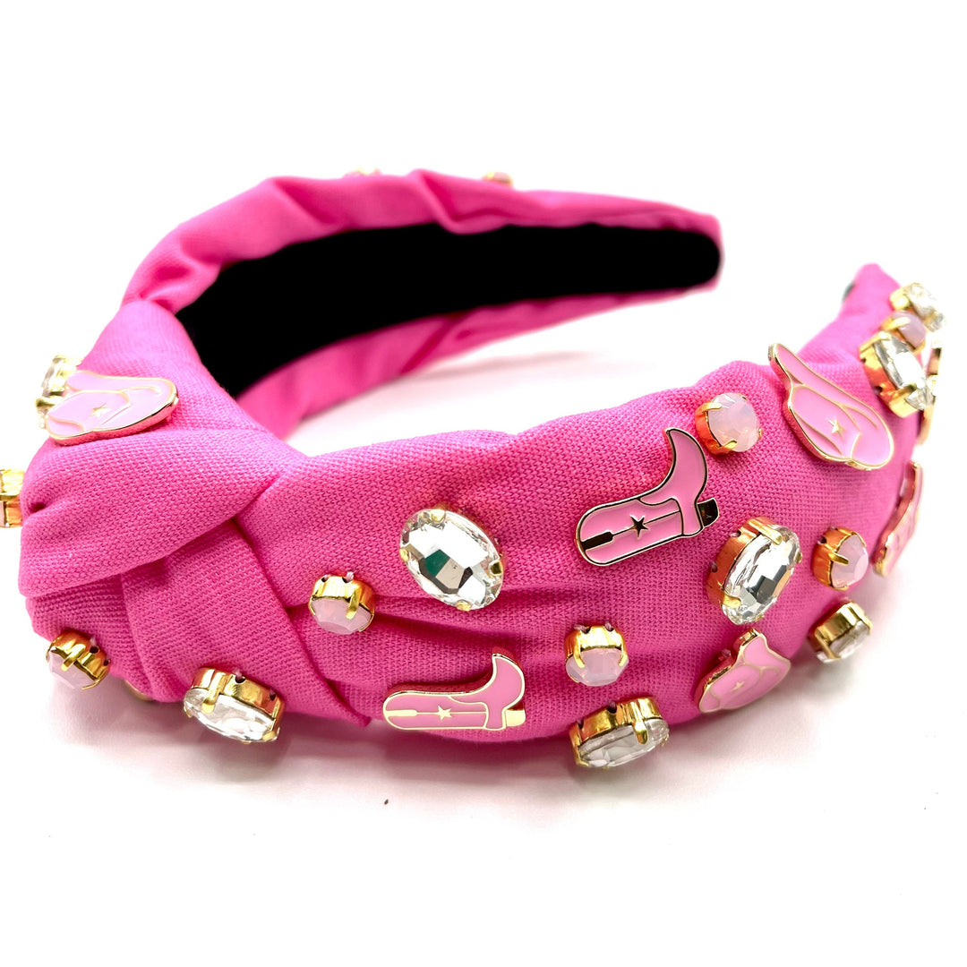 Pink Cowgirl Jeweled Knot Headband