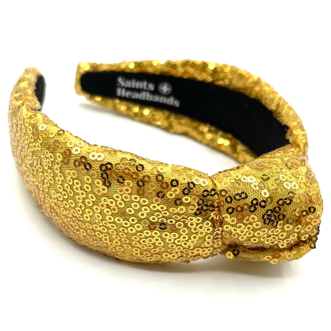 Sparkling Gold Sequin Padded Knot Headband