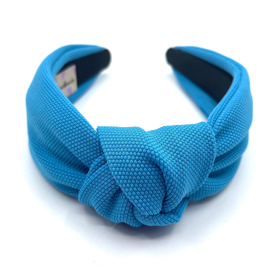 Bright Blue Knot Headband - Solid
