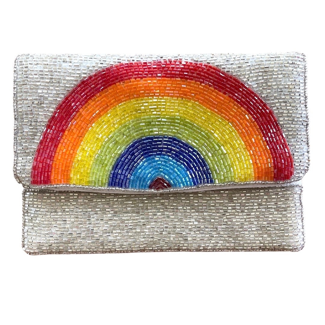 Rainbow Beaded Clutch
