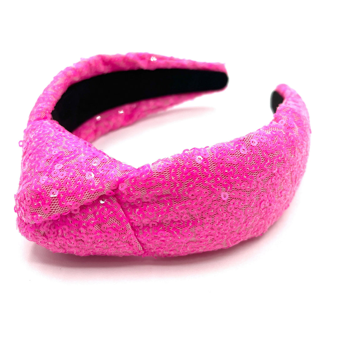 Pink Sequin Padded Knot Headband