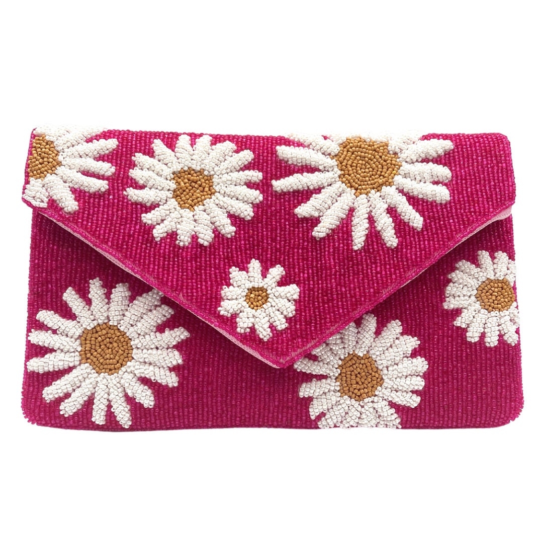 Daisy Beaded Clutch
