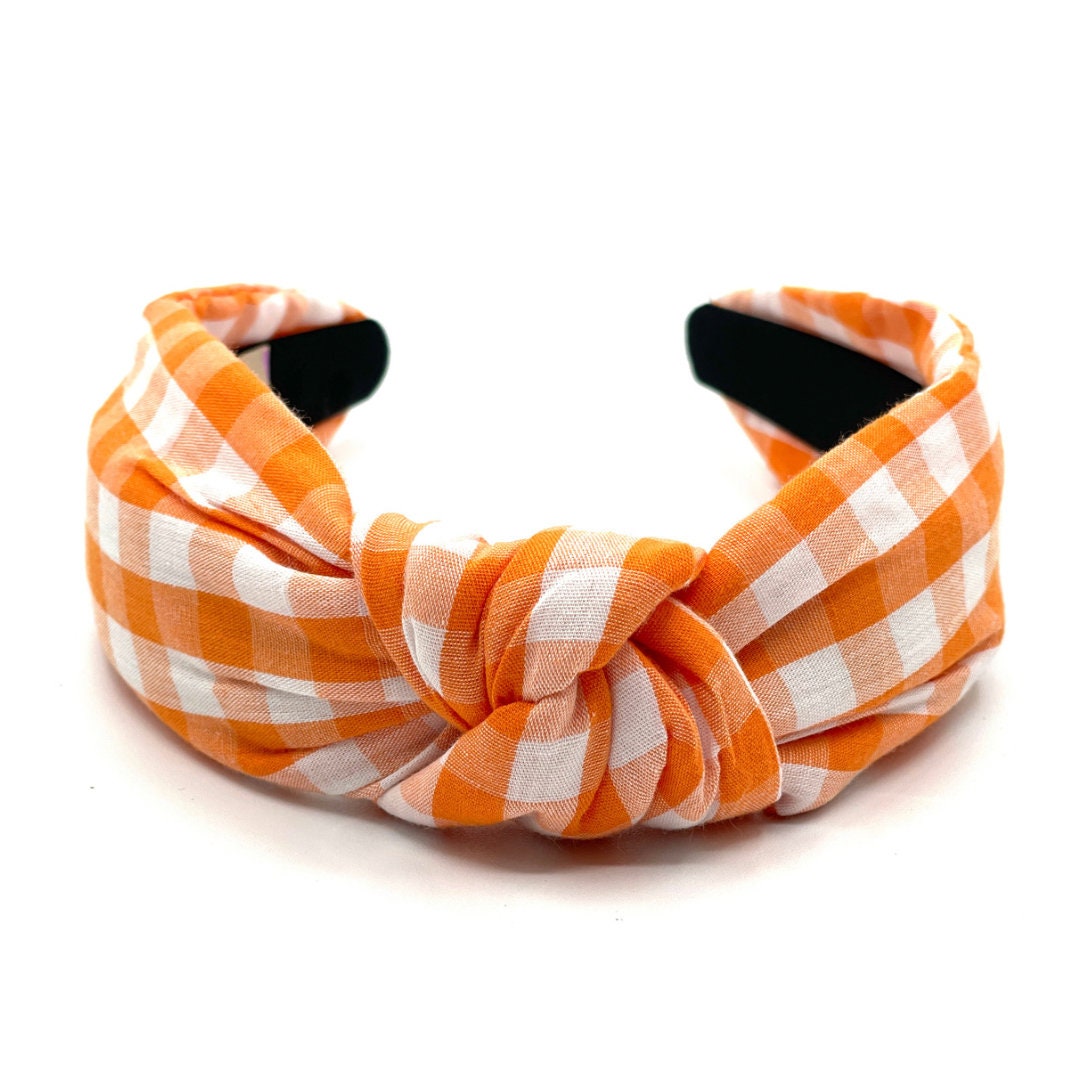 Orange Checkered Knot Headband