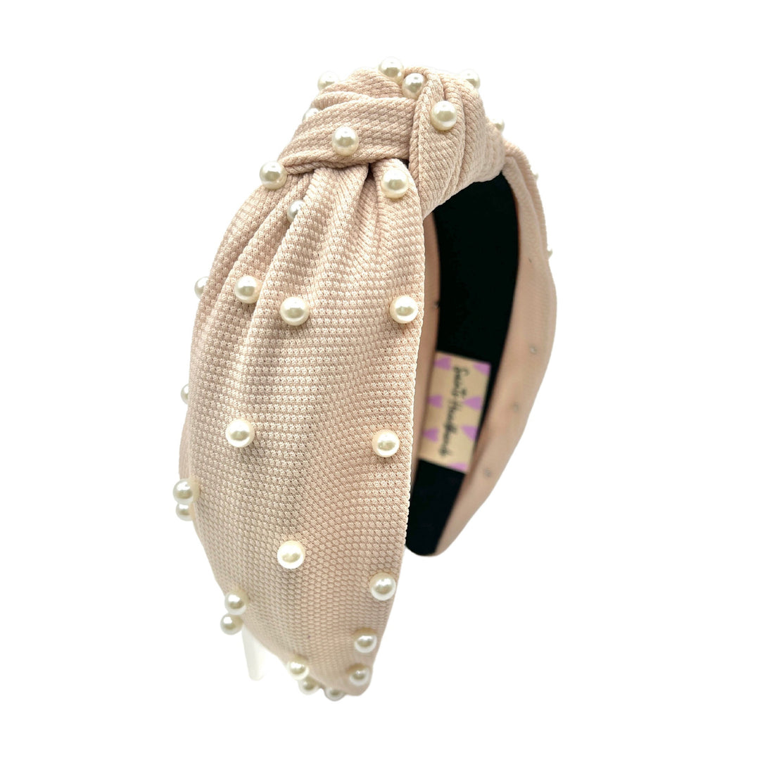 Beige Pearl Beaded Headband