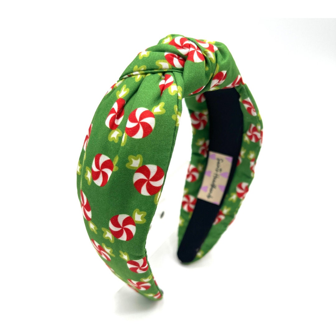 Green Peppermint Christmas Knot Headband