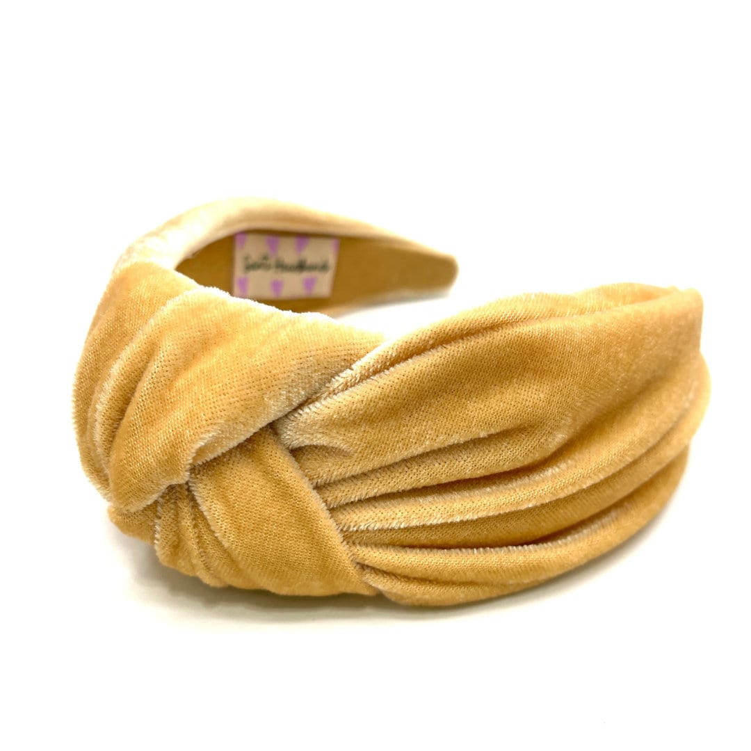 Yellow Velvet Wide Knot Headband