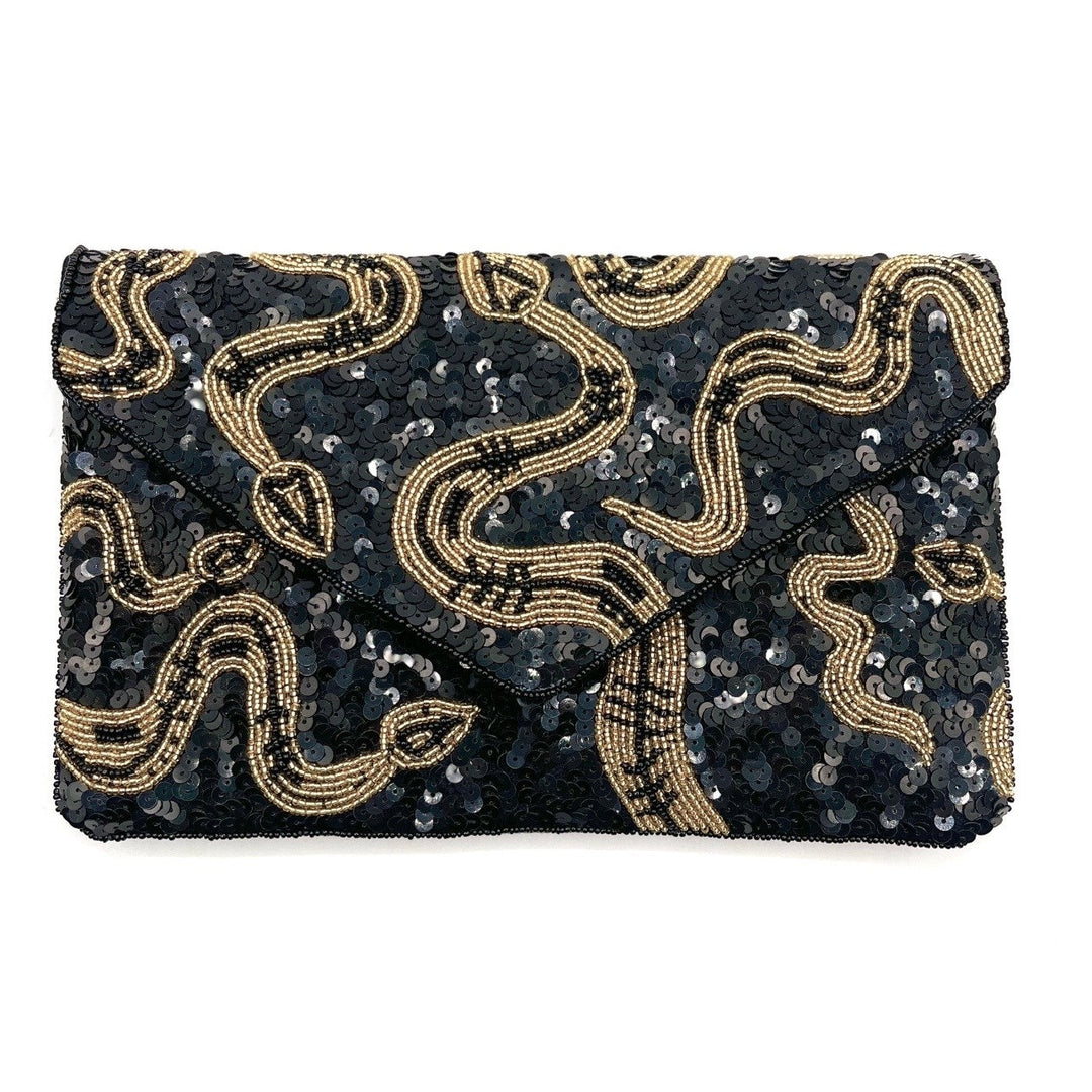 Gold Snake Beaded Clutch