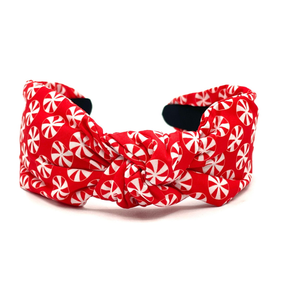 Red Peppermint Christmas Knot Headband