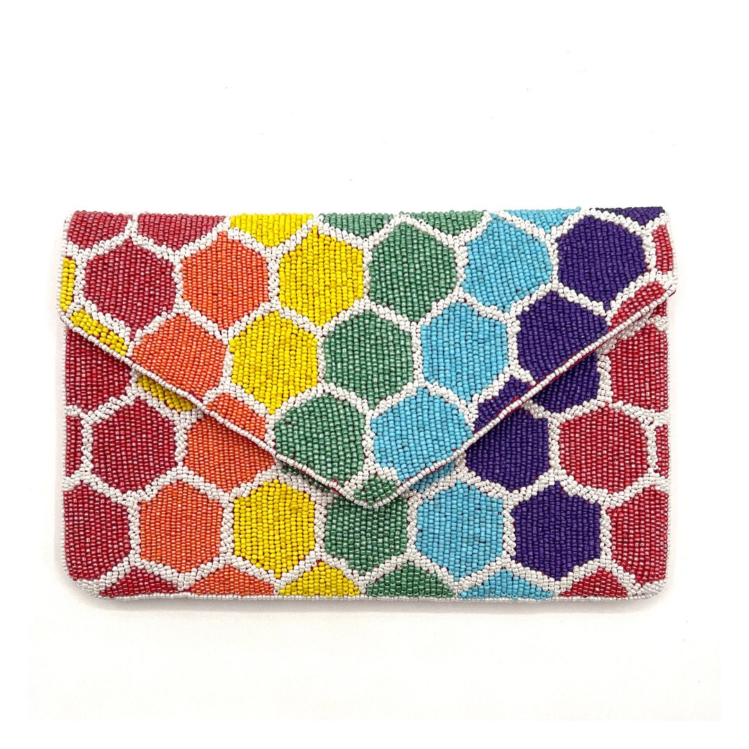 Rainbow Beaded Clutch