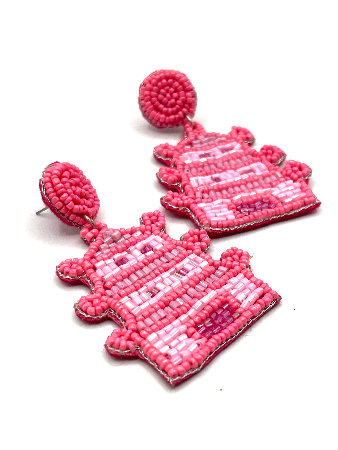Pink Pagoda Beaded Dangle Earrings