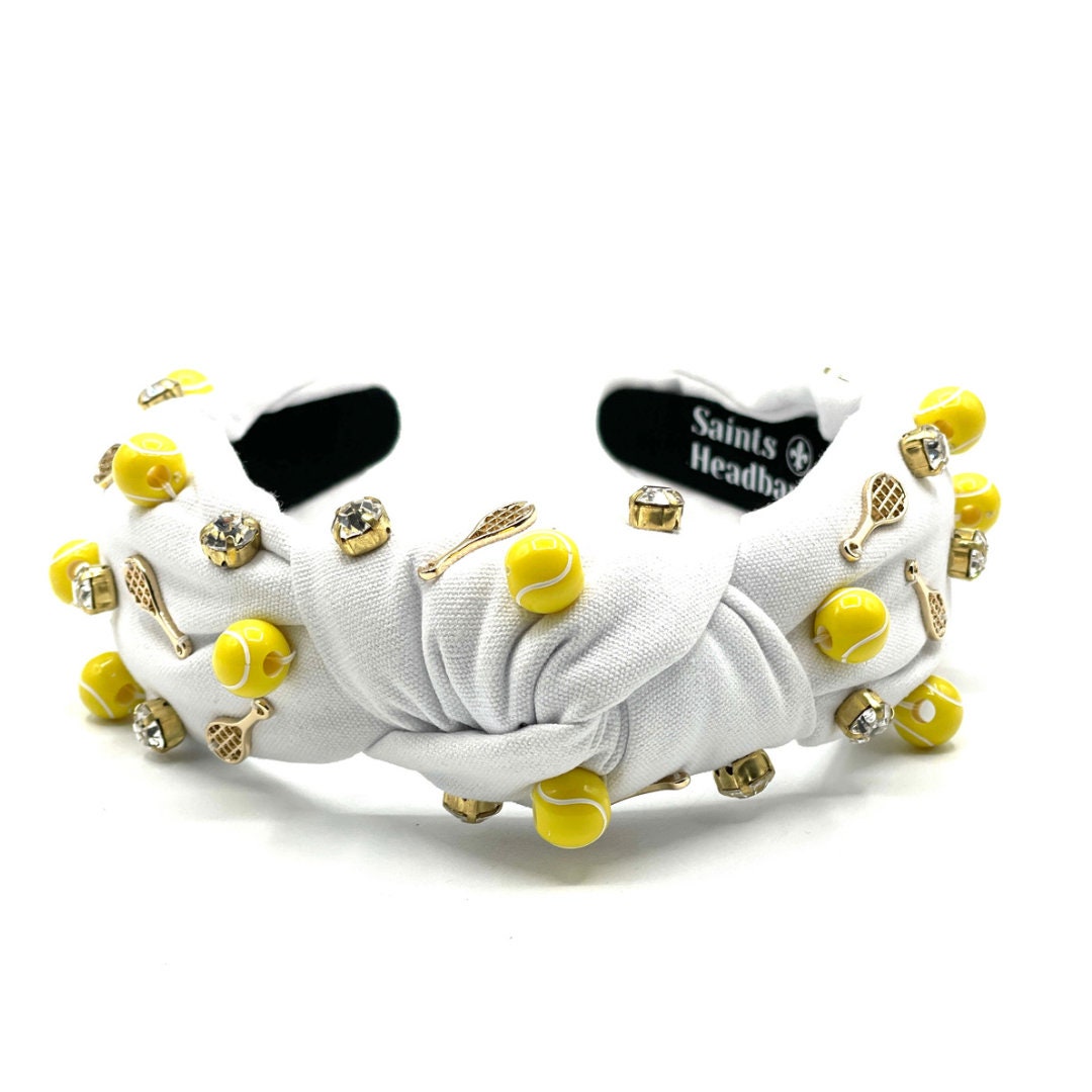 White Tennis Jeweled Knot Headband