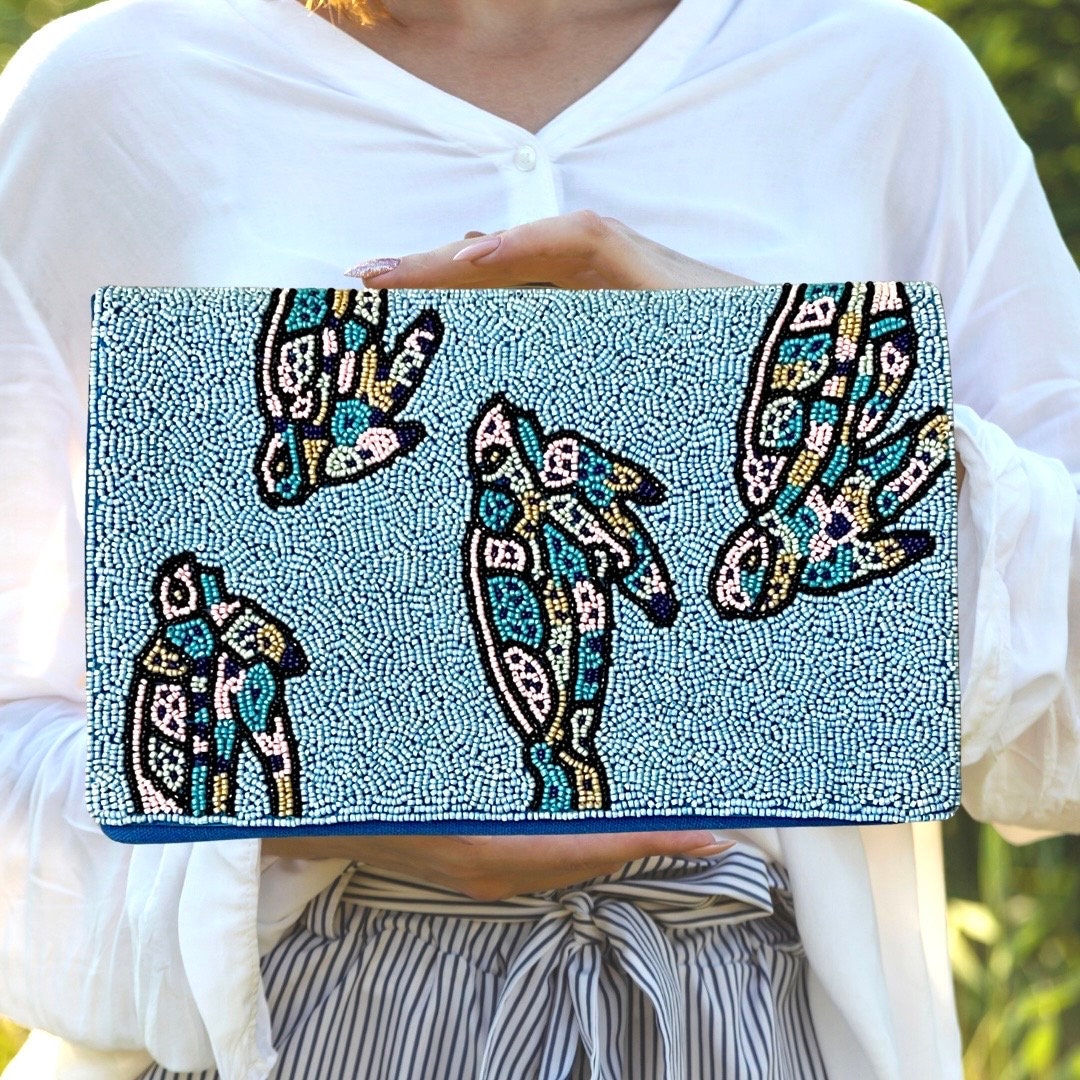 Sea Turtle Beaded Clutch