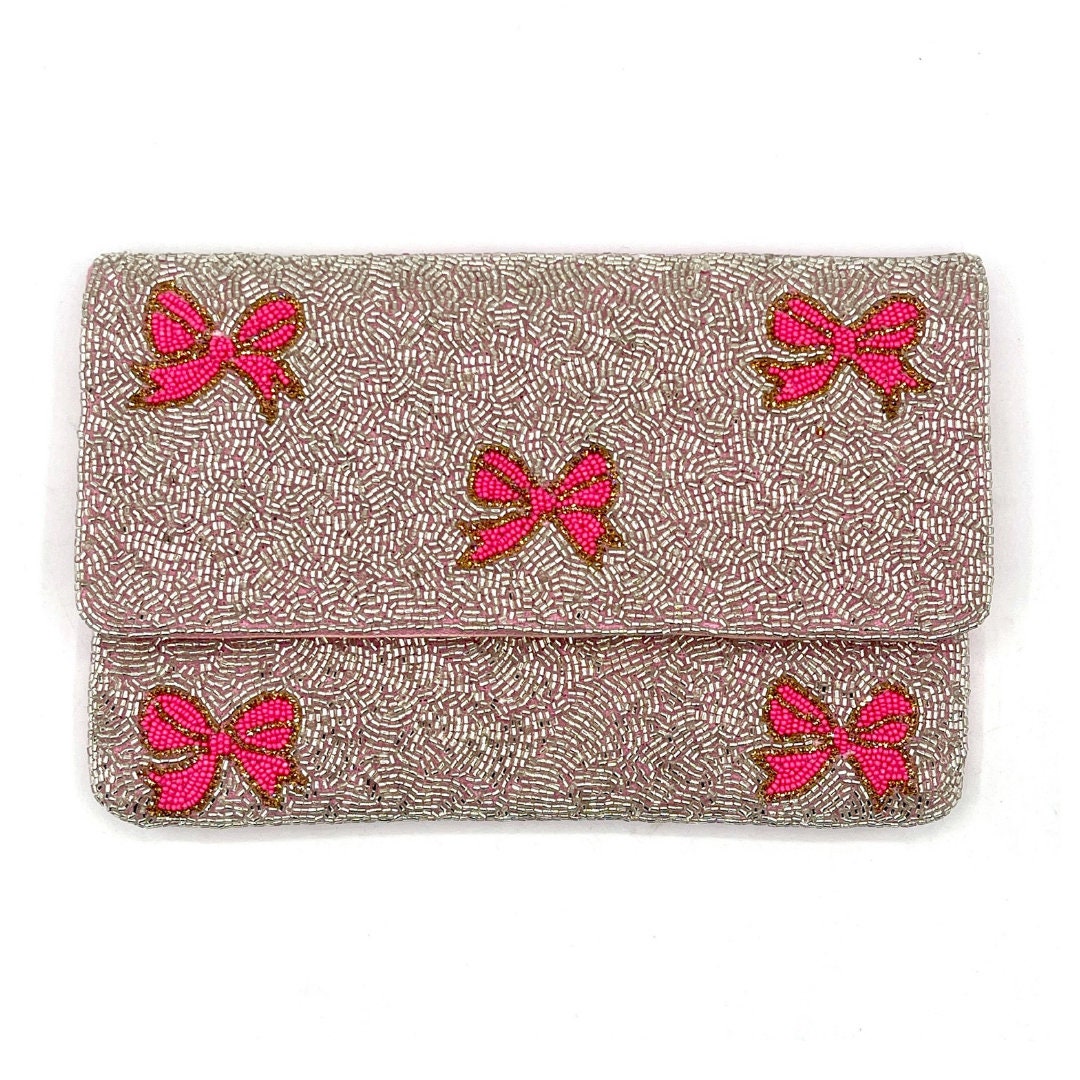 Pink Bows Beaded Purse