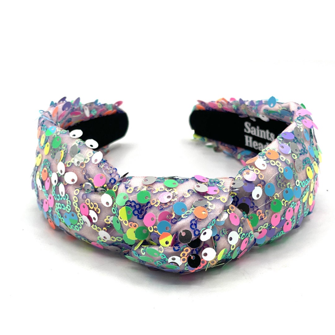 Multicolored Sequin Padded Knot Headband