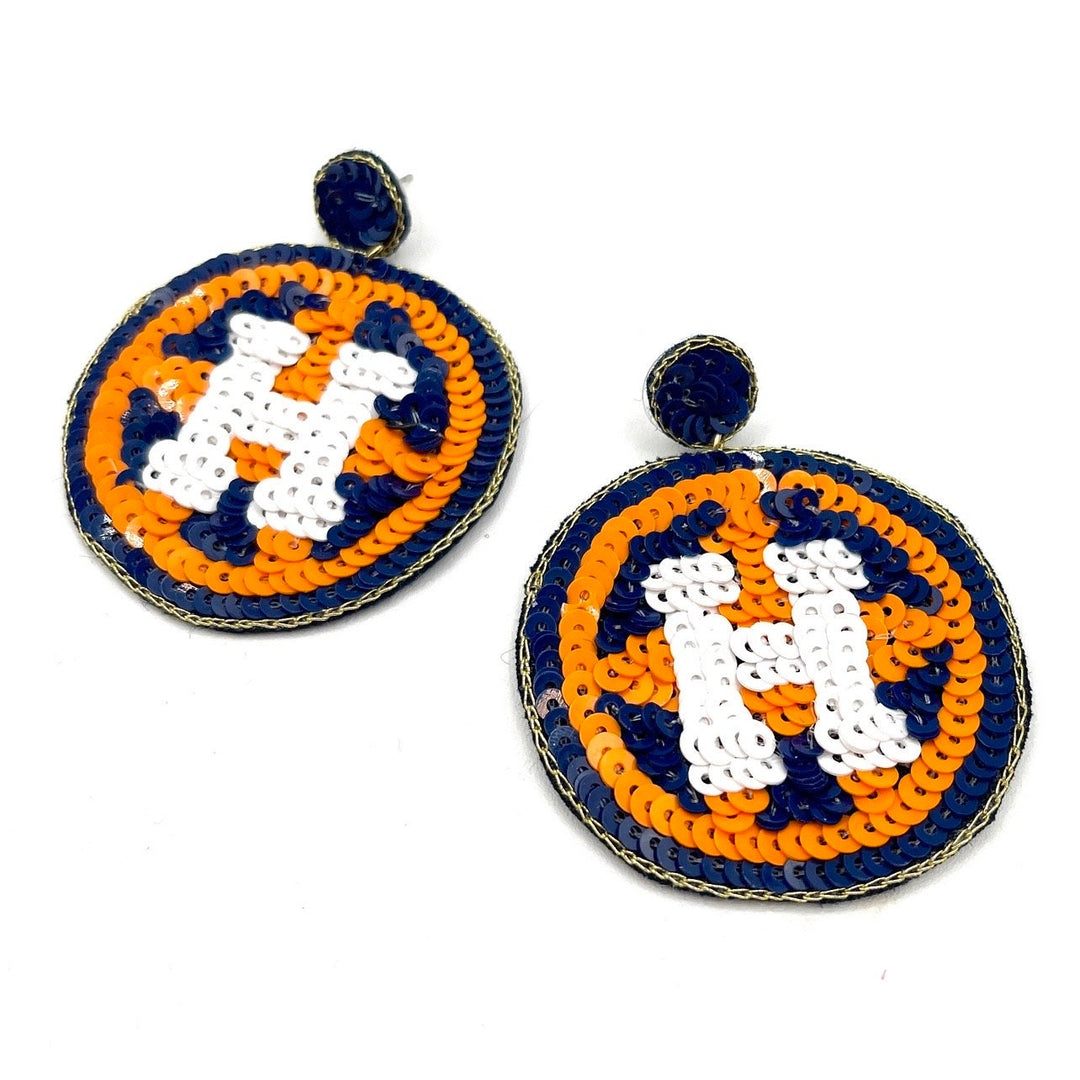 Astros Sequin Baseball Earrings