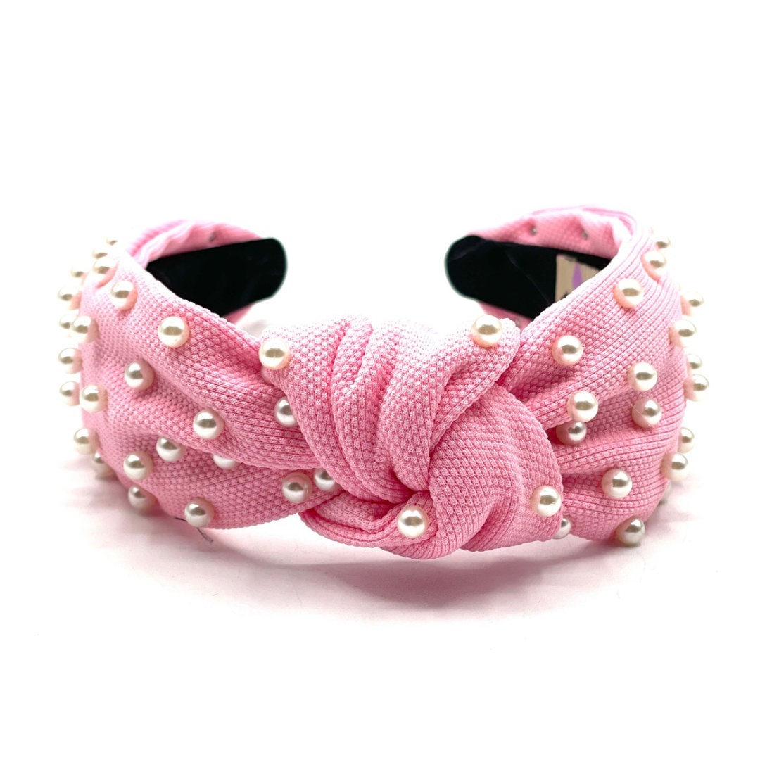 Soft Pink Headband with White Pearls