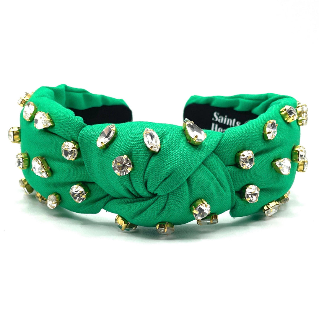 Green Jeweled Padded Knot Headband