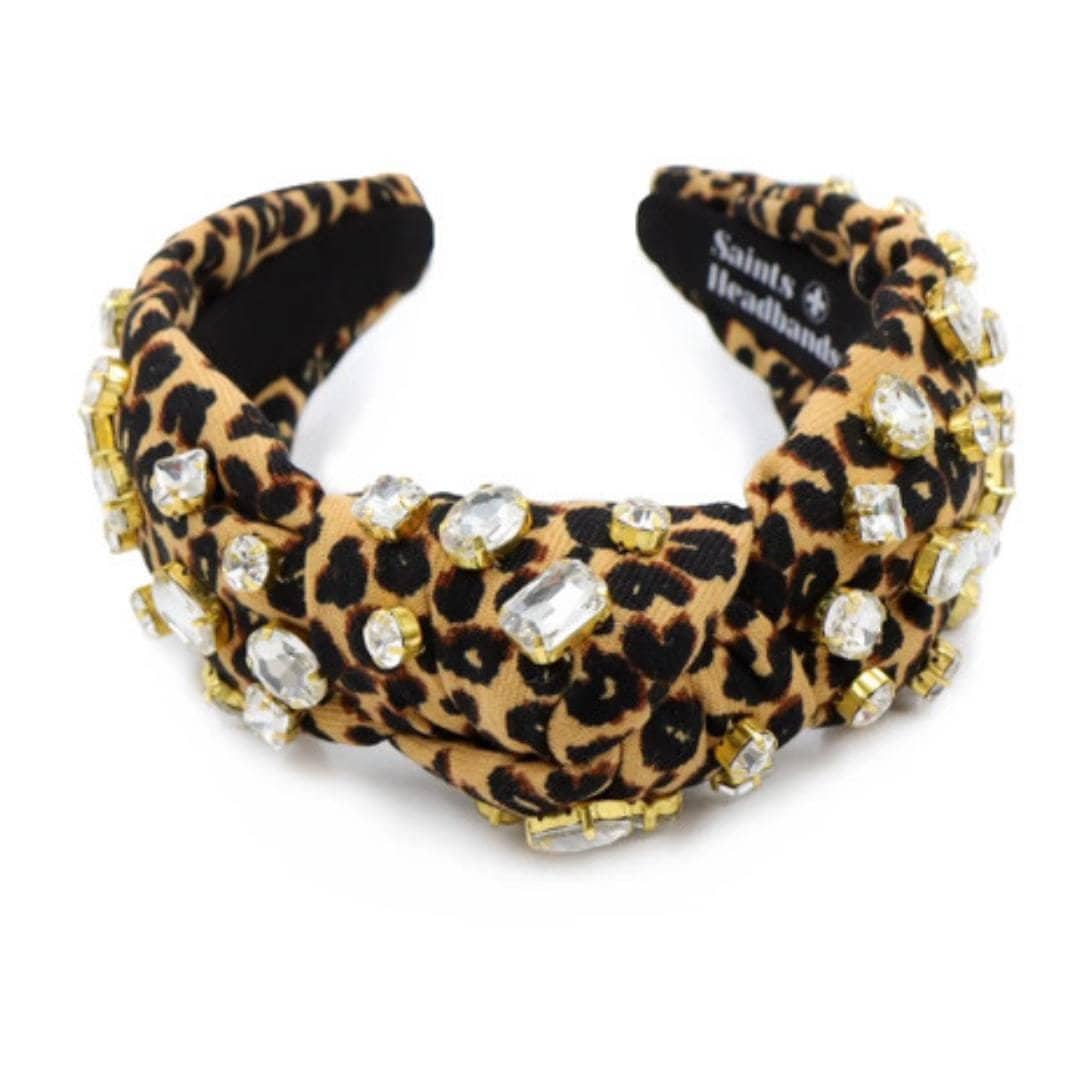 Leopard Jeweled Knot Headband