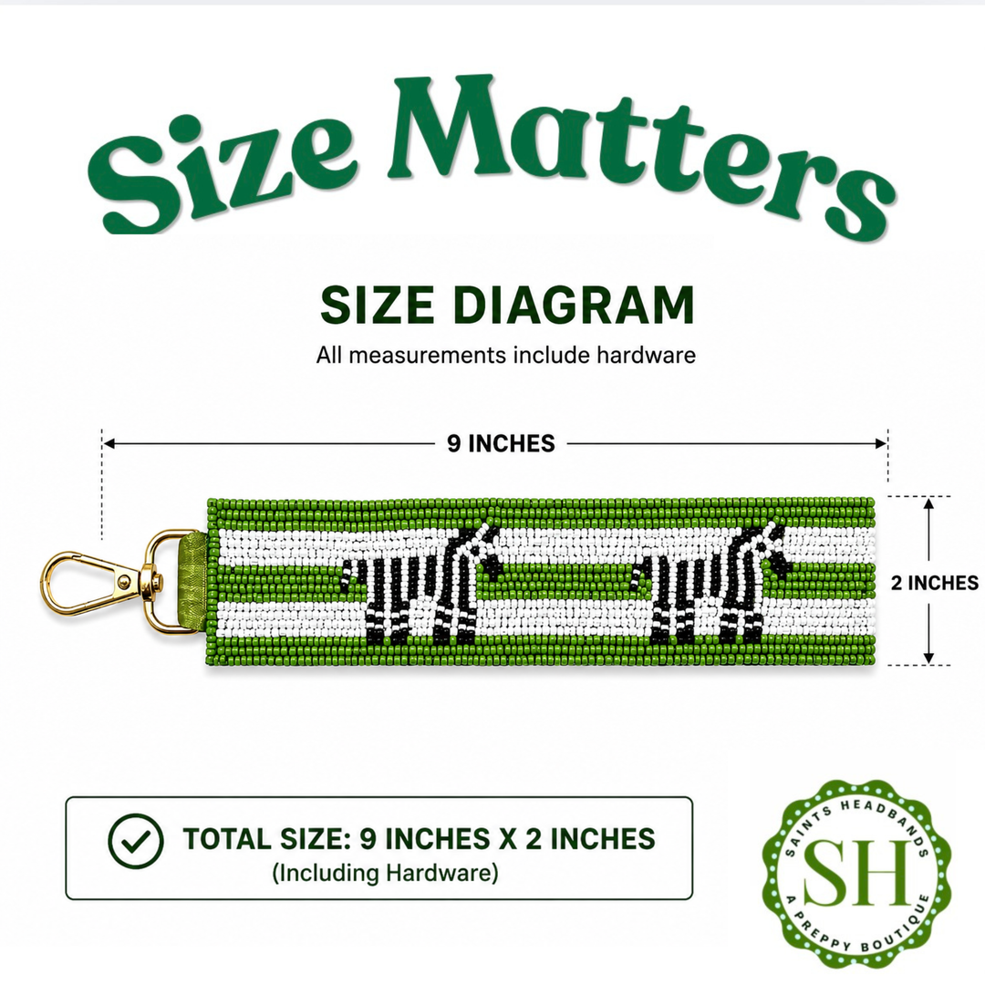 Striped Zebra Beaded Wristlet Keychain