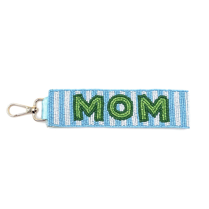 MOM Beaded Wristlet Keychain