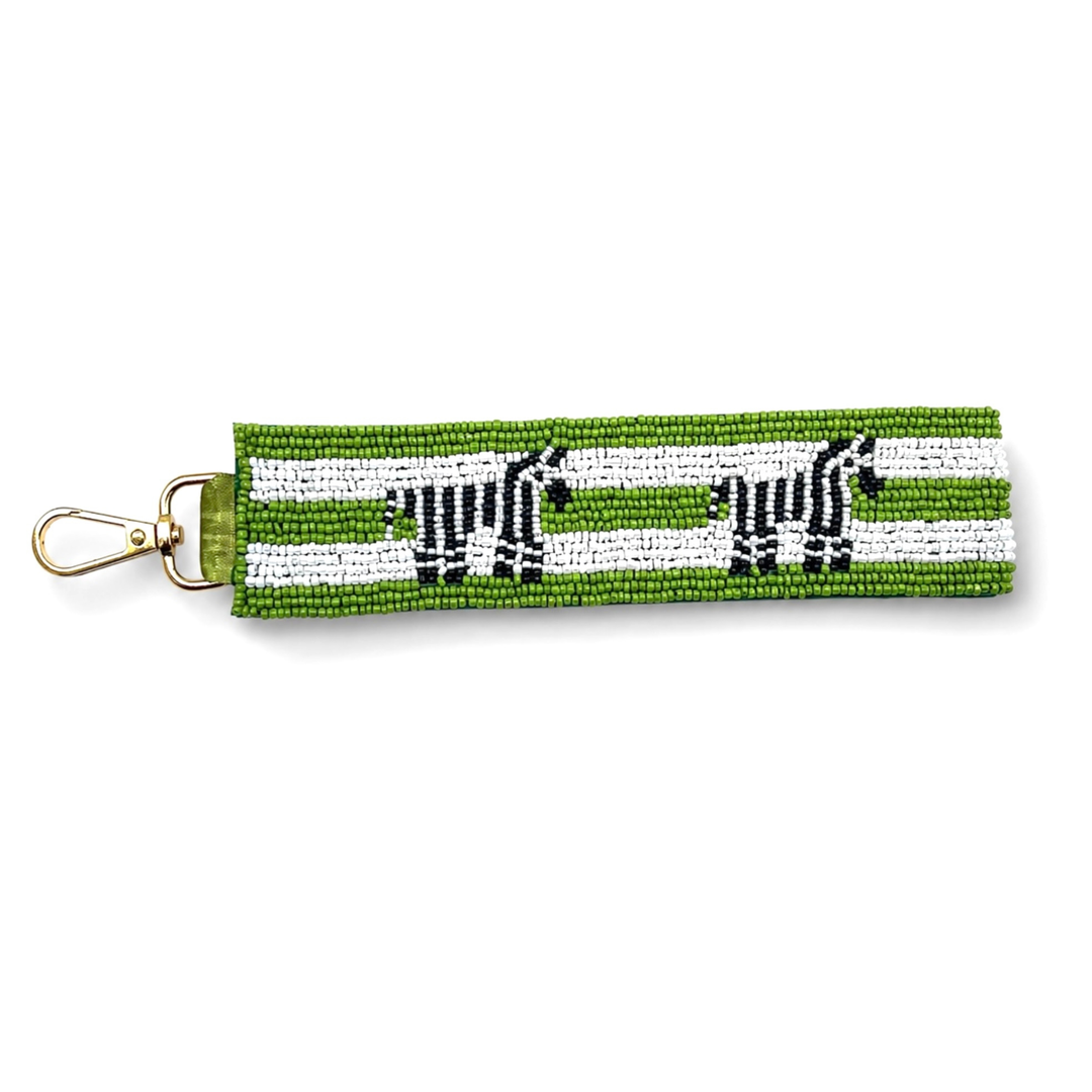 Striped Zebra Beaded Wristlet Keychain