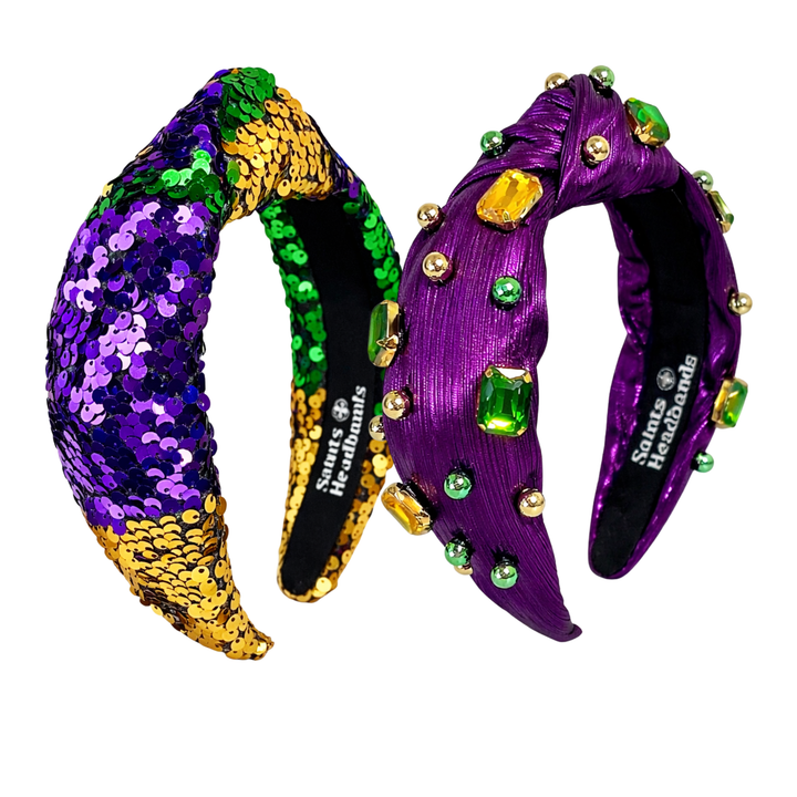 Mardi Gras Padded Top Knot Headbands