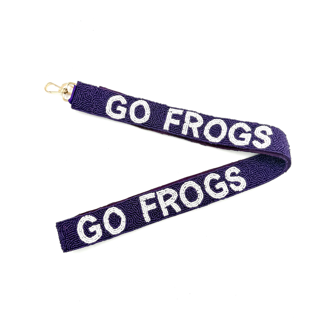 Go Frogs Beaded Purse Strap | Purple &amp; White Gameday Bag Strap