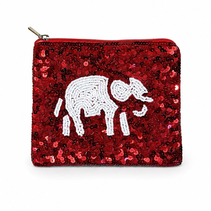 Elephant Sequin Beaded Coin Purse