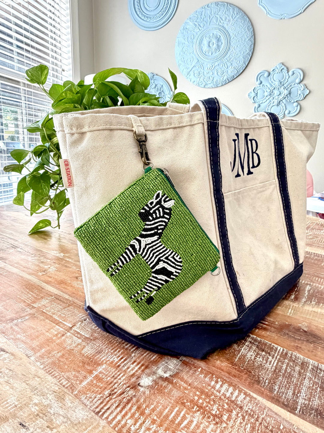 Zebra Beaded Coin Purse