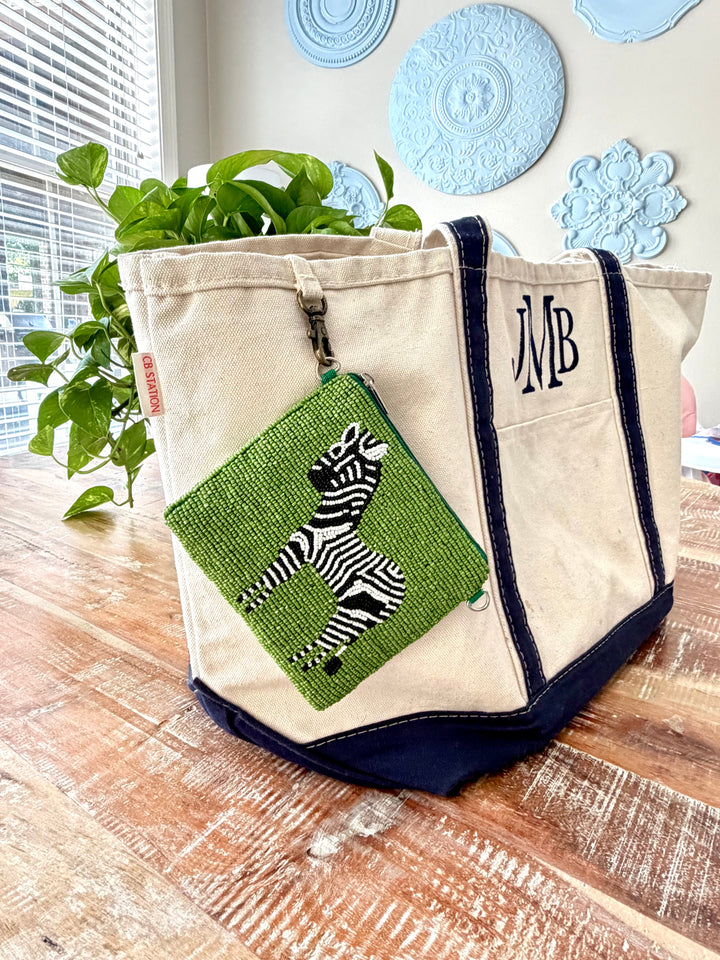 Zebra Beaded Coin Purse