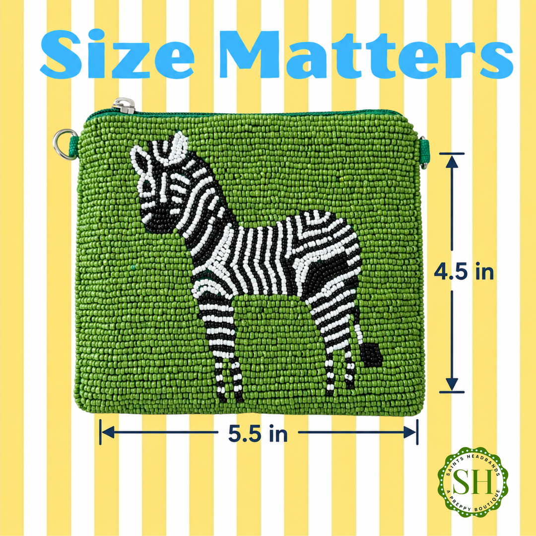 Zebra Beaded Coin Purse