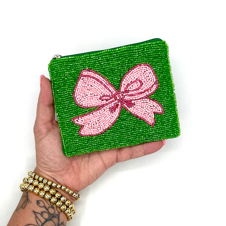 Preppy Beaded Bow Coin Purses