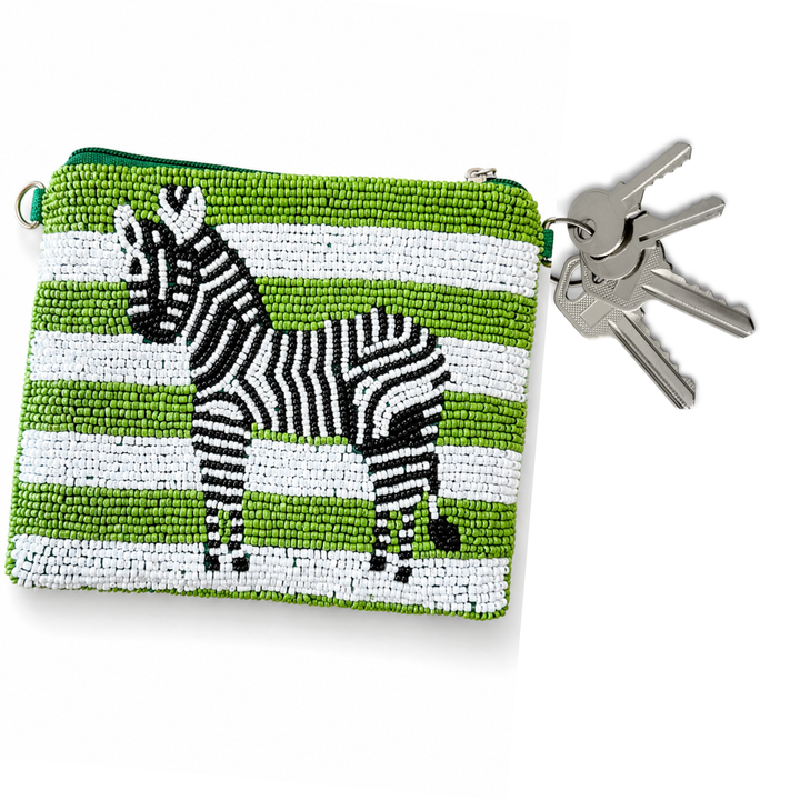 Zebra Beaded Coin Purse