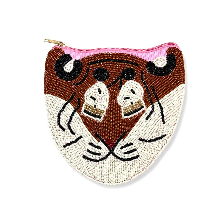 Tiger Face Beaded Coin Purse