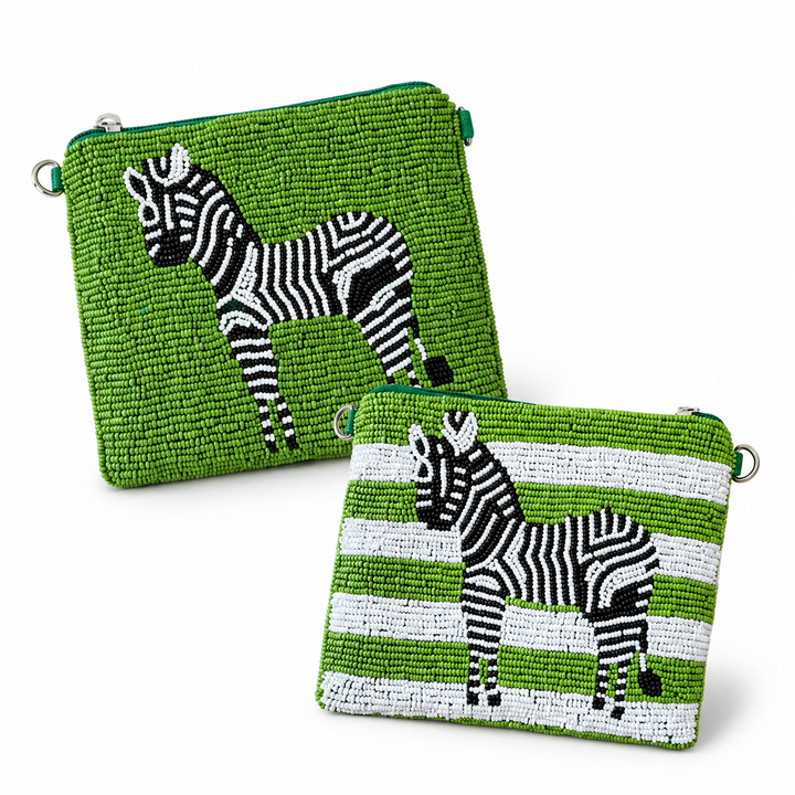 Zebra Beaded Coin Purse