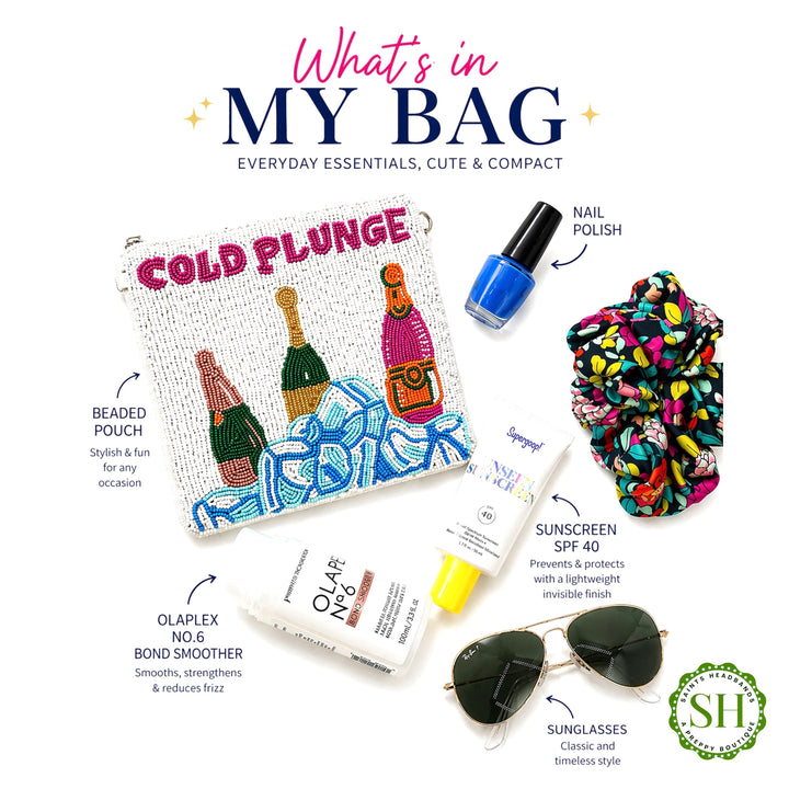 Beaded Cold Plunge Champagne Purse Pouch