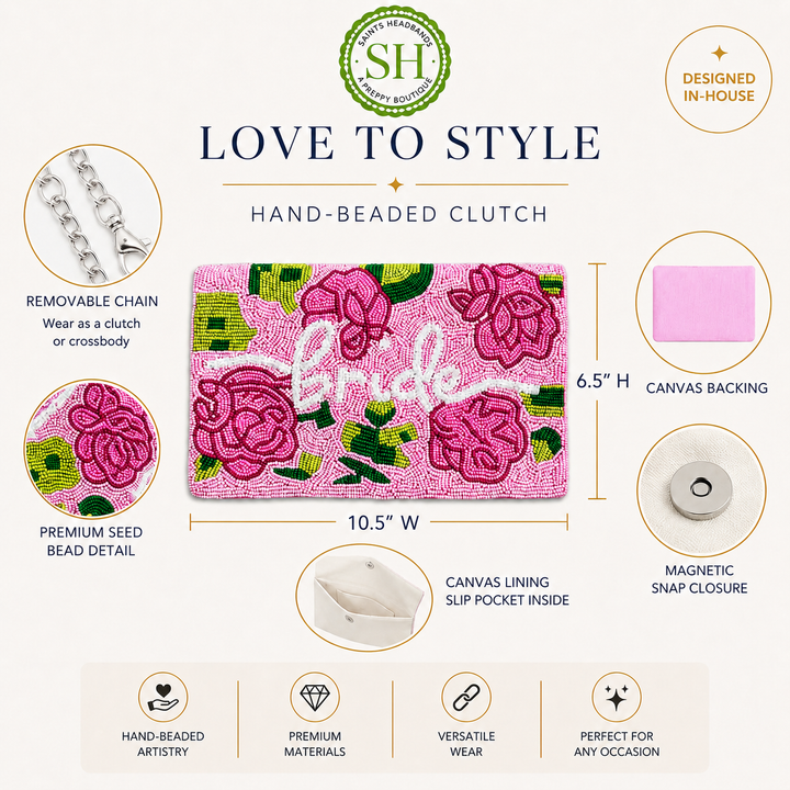 Pink Floral Beaded Bridal Clutch Collection