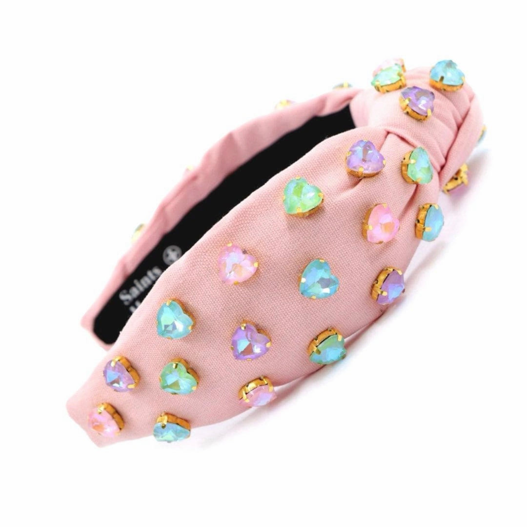 Pink Heart Rhinestone Headband