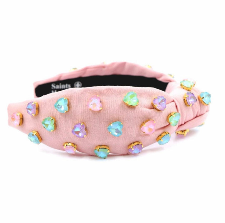 Pink Heart Rhinestone Headband