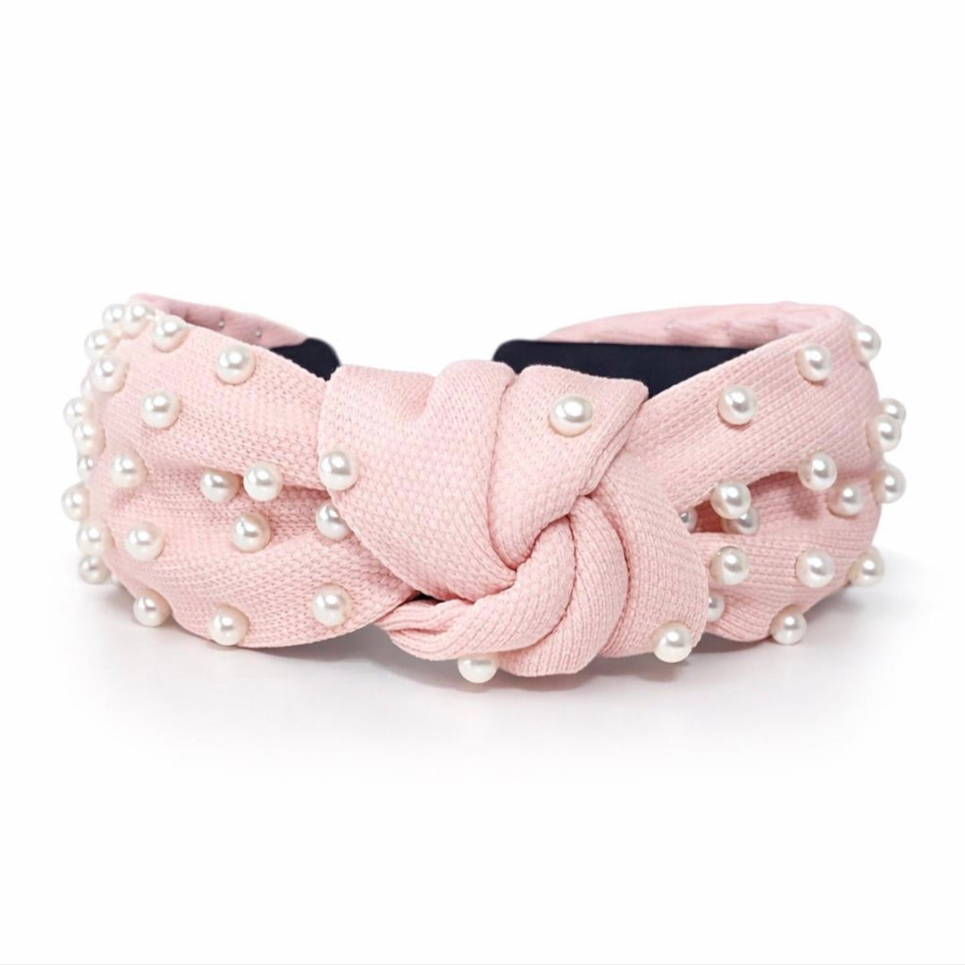 Ballet Pink Knotted Headband — side angle showing padded knot detail by Saints Headbands