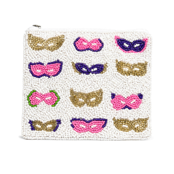 Mardi Gras Masks Beaded Coin Purse