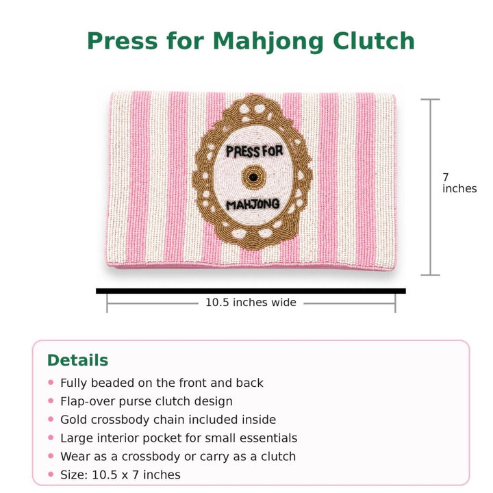 Press for Mahjong Beaded Clutch Crossbody Purse