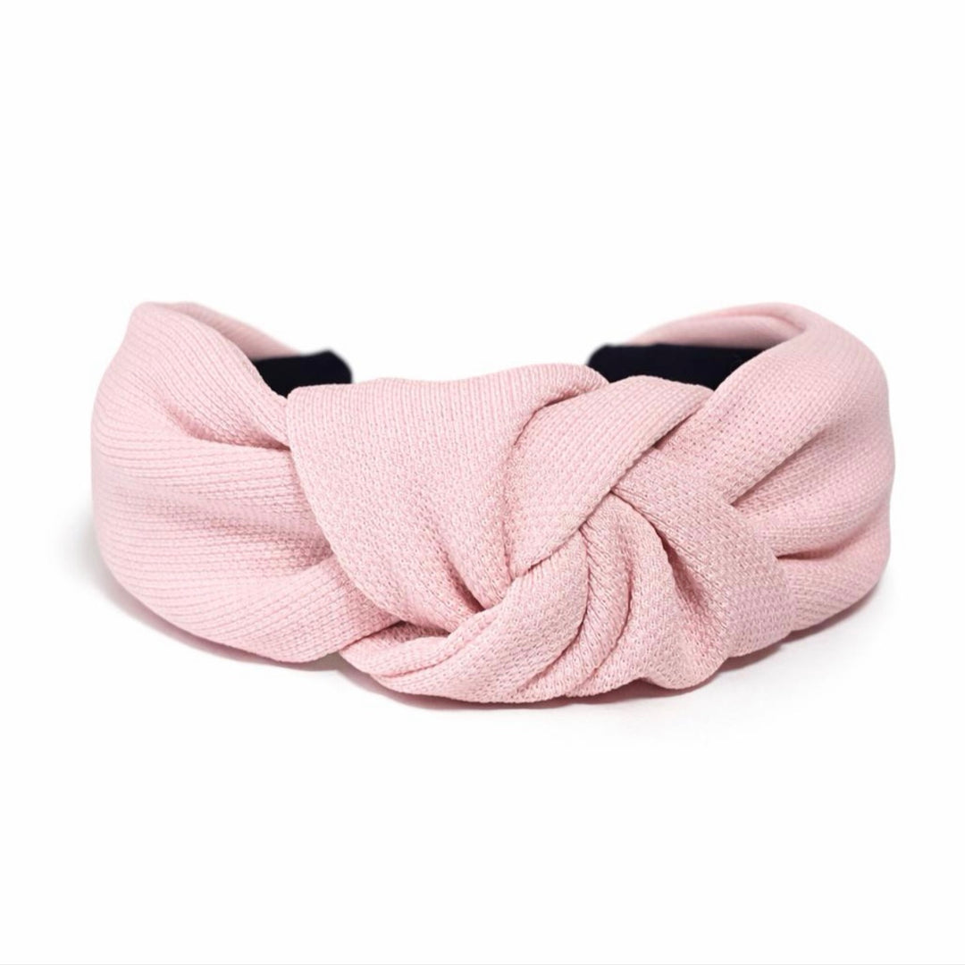 Ballet Pink Knotted Headband — front view showing embellished design by Saints Headbands