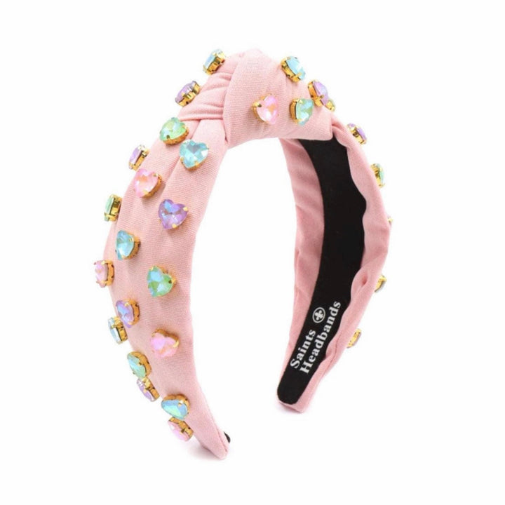 Pink Heart Rhinestone Headband