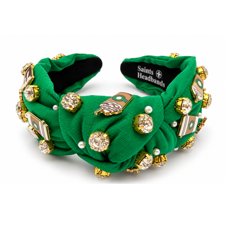 Green Coffee Headband with Charms