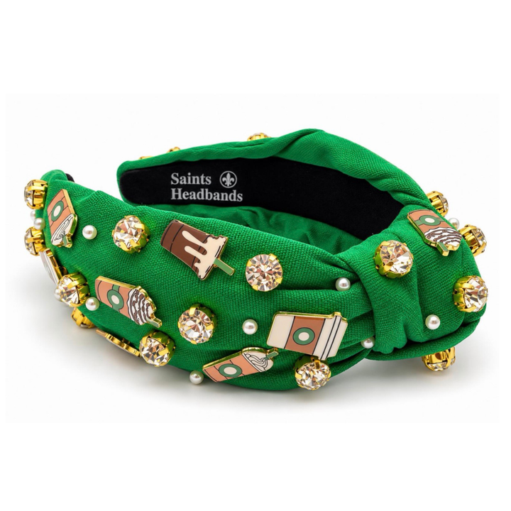 Green Coffee Headband with Charms