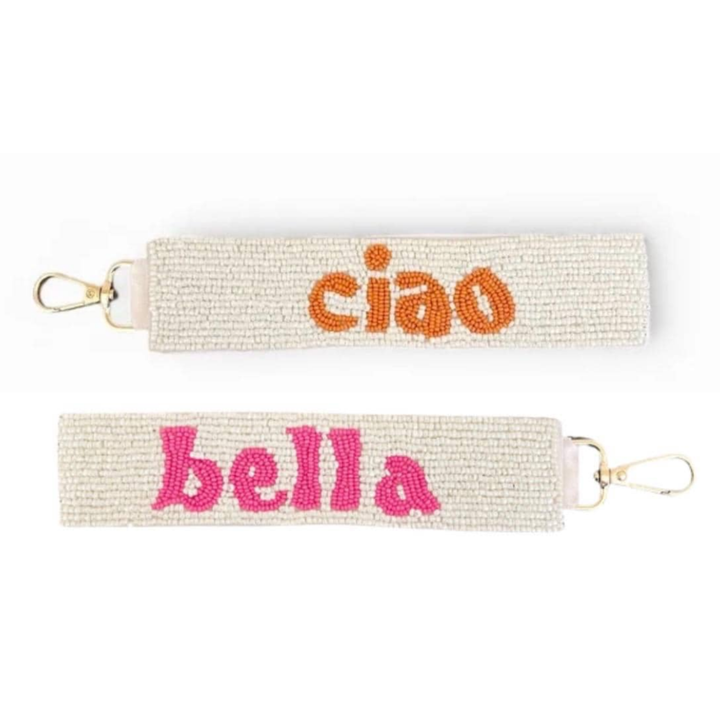 Ciao Bella Beaded Wristlet Keychain — hand-beaded wristlet design by Saints Headbands